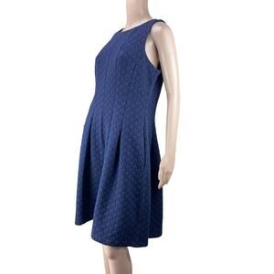 Gabby Skye Women's Navy Black Floral Sleeveless Boat Neck Fit And Flare Dress 12